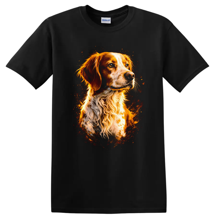 Golden Retriever Dog Portrait T Shirt Fiery Watercolor Art - Black