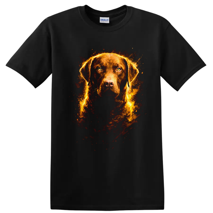 Fiery Labrador Portrait Dog Breed T Shirt for Pet Lovers - Black