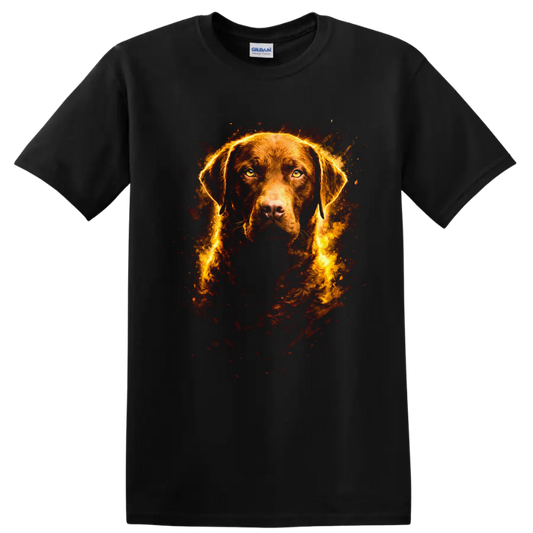Fiery Labrador Portrait Dog Breed T Shirt for Pet Lovers - Black