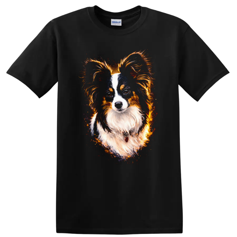 Australian Shepherd Watercolor Portrait T Shirt for Dog Lovers on a Black T Shirt