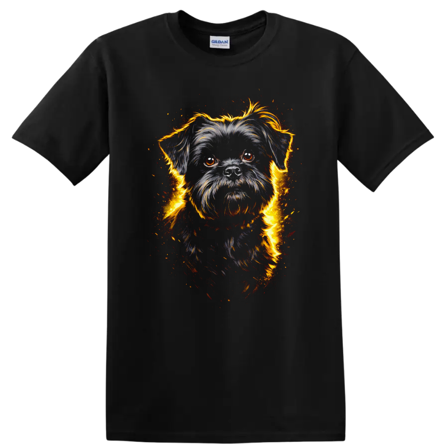 Fiery Black Shih Tzu Dog Portrait T Shirt for Pet Lovers on a Black T Shirt
