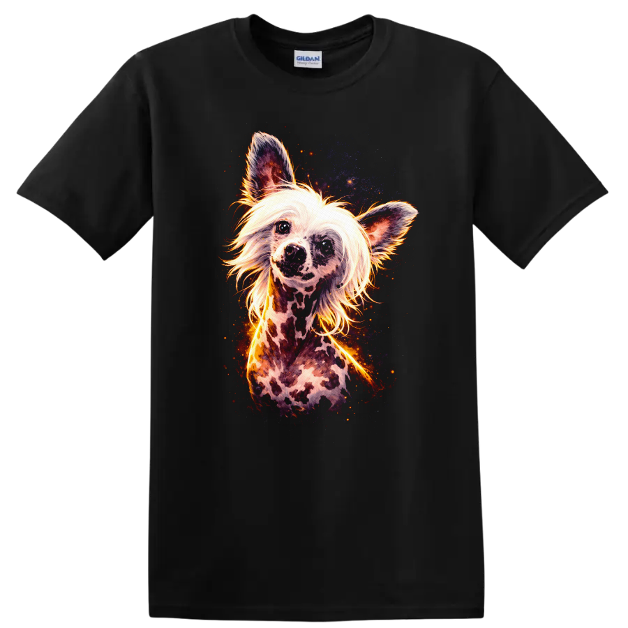 Poodle Art Dog Lover T Shirt Colorful Neon Fantasy Breed Portrait on a Black T Shirt