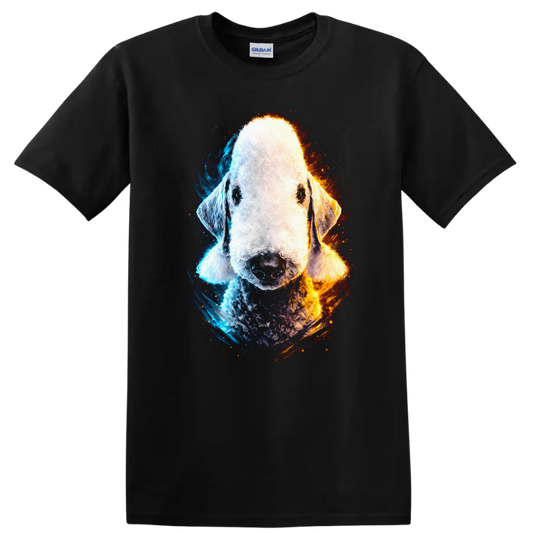 Colorful Old English Sheepdog Portrait Dog Lover T Shirt on a Black T Shirt