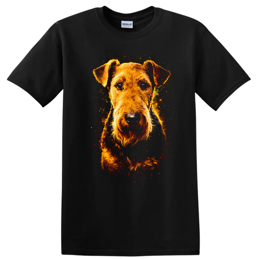 Wirehaired Terrier Dog Portrait T Shirt for Dog Lovers on a Black T Shirt