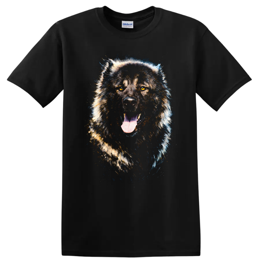 Majestic Wolf Portrait T Shirt for Dog Lovers Wildlife Graphic Tee on a Black T Shirt