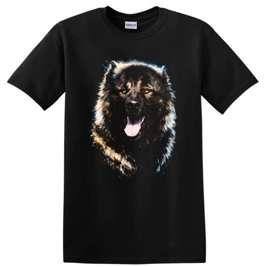 Majestic Wolf Portrait T Shirt for Dog Lovers Wildlife Graphic Tee on a Black T Shirt