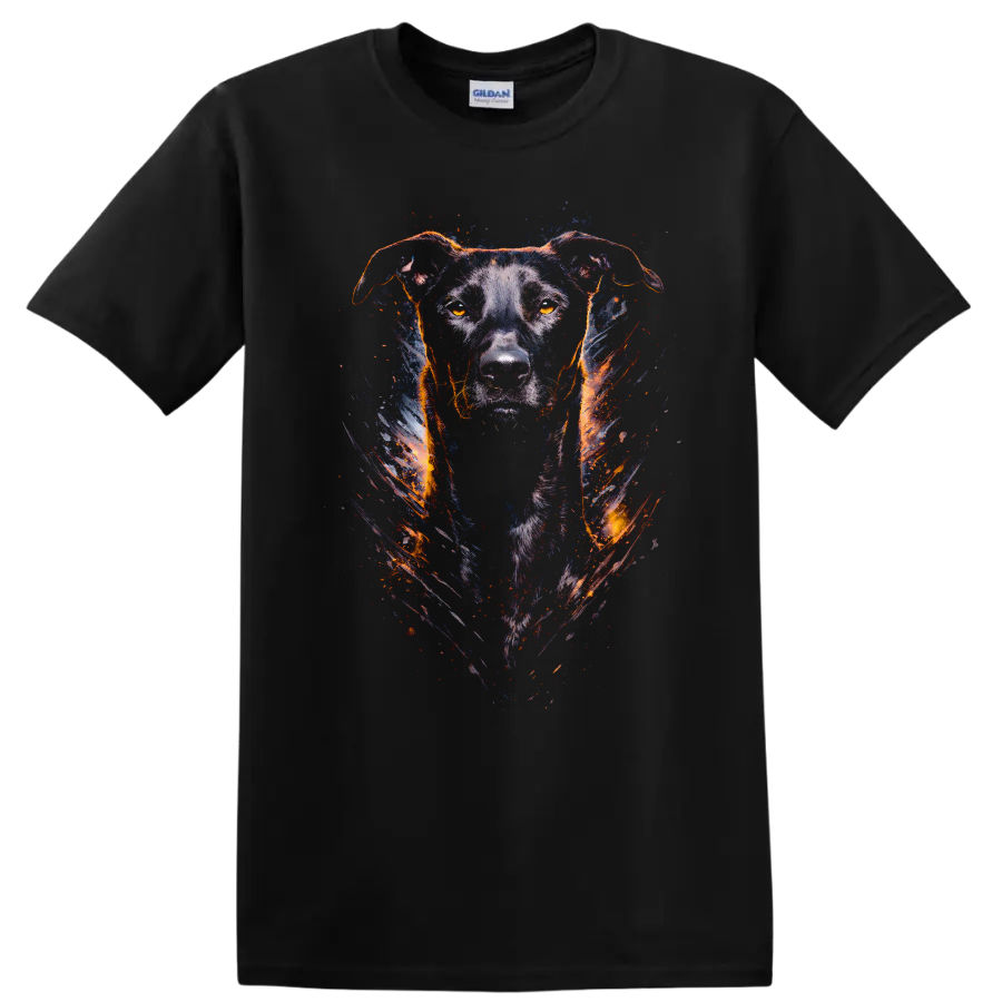 Colorful Dog Portrait Graphic T Shirt for Dog Lovers - Black
