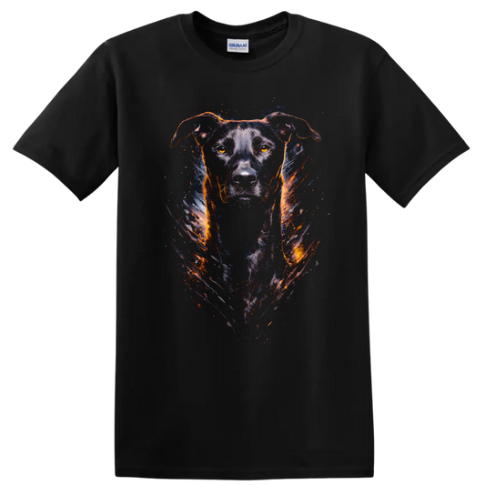 Colorful Dog Portrait Graphic T Shirt for Dog Lovers - Black