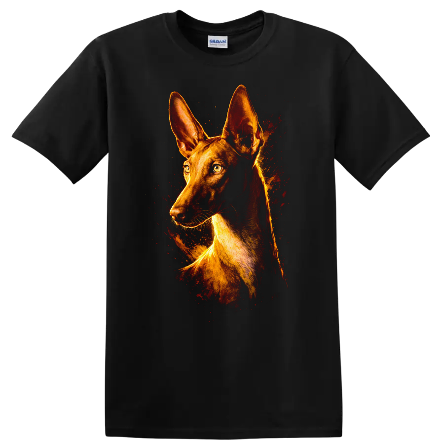 Shiba Inu Dog Portrait Fire Glow T Shirt for Dog Lovers on a Black T Shirt