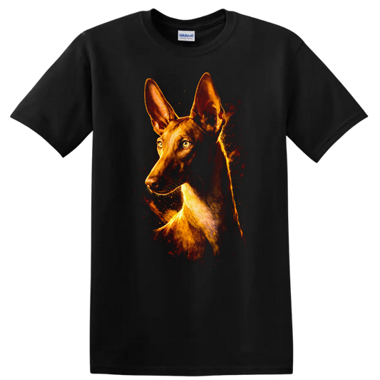 Shiba Inu Dog Portrait Fire Glow T Shirt for Dog Lovers on a Black T Shirt