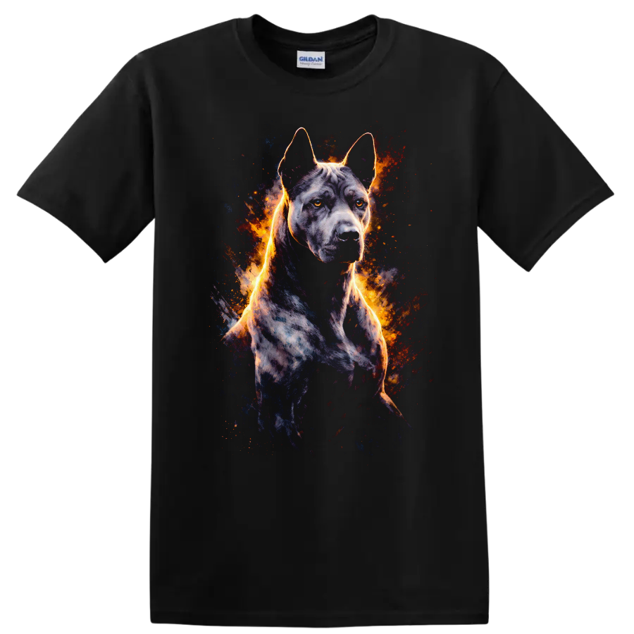Cane Corso Neon Splash Dog Portrait T Shirt for Breed Lovers on a Black T Shirt