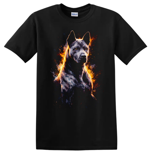 Cane Corso Neon Splash Dog Portrait T Shirt for Breed Lovers on a Black T Shirt