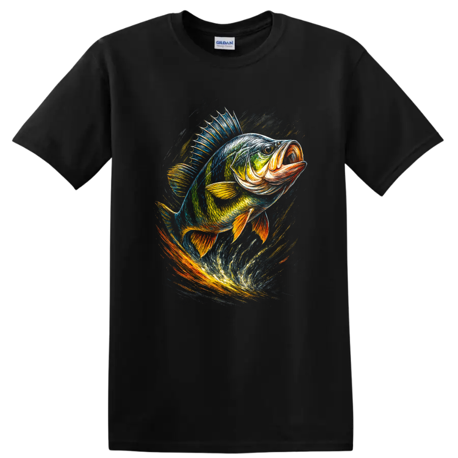 Colorful Fish Art T Shirt for Anglers and Ocean Lovers - Black