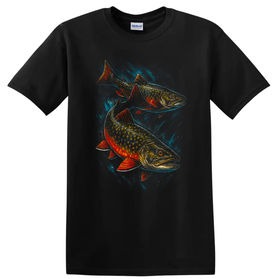 Colorful Trout Fish T Shirt Bold Wildlife Art Angler Gift - Black