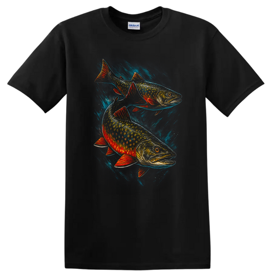 Colorful Trout Fish T Shirt Bold Wildlife Art Angler Gift - Black