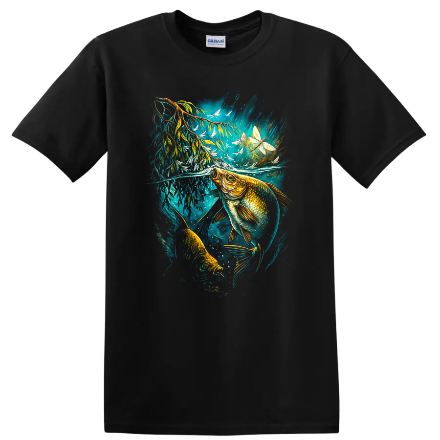 Colorful Fish Underwater Art T Shirt Aquatic Nature Wildlife Graphic - Black
