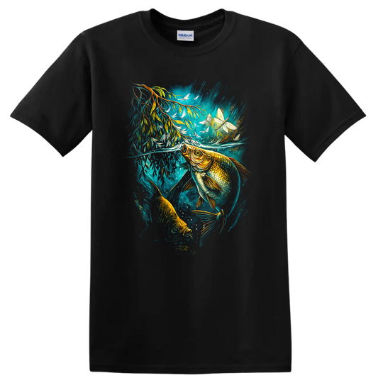 Colorful Fish Underwater Art T Shirt Aquatic Nature Wildlife Graphic - Black