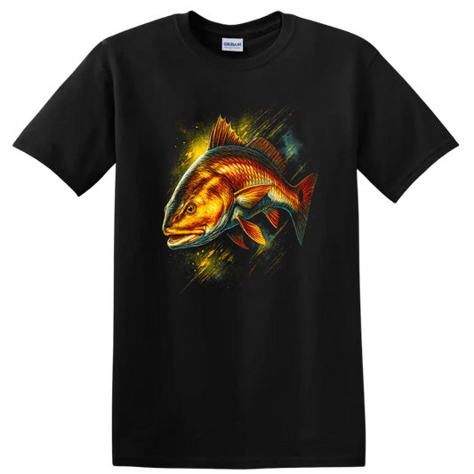Colorful Fish Art T Shirt Vibrant Angler Fish Graphic for Nature Lovers - Black
