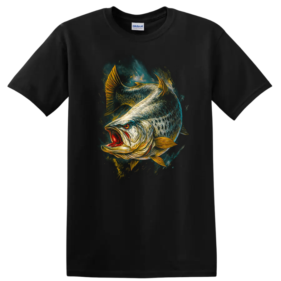 Realistic Angler Fish T Shirt Bold Colorful Predator Art - Black