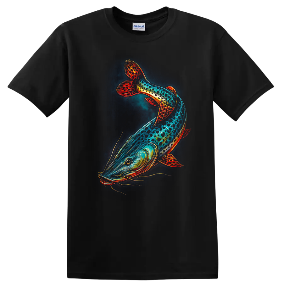 Colorful Rainbow Fish T Shirt Vibrant Abstract Aquarium Art for Anglers - Black