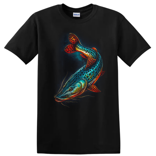 Colorful Rainbow Fish T Shirt Vibrant Abstract Aquarium Art for Anglers - Black