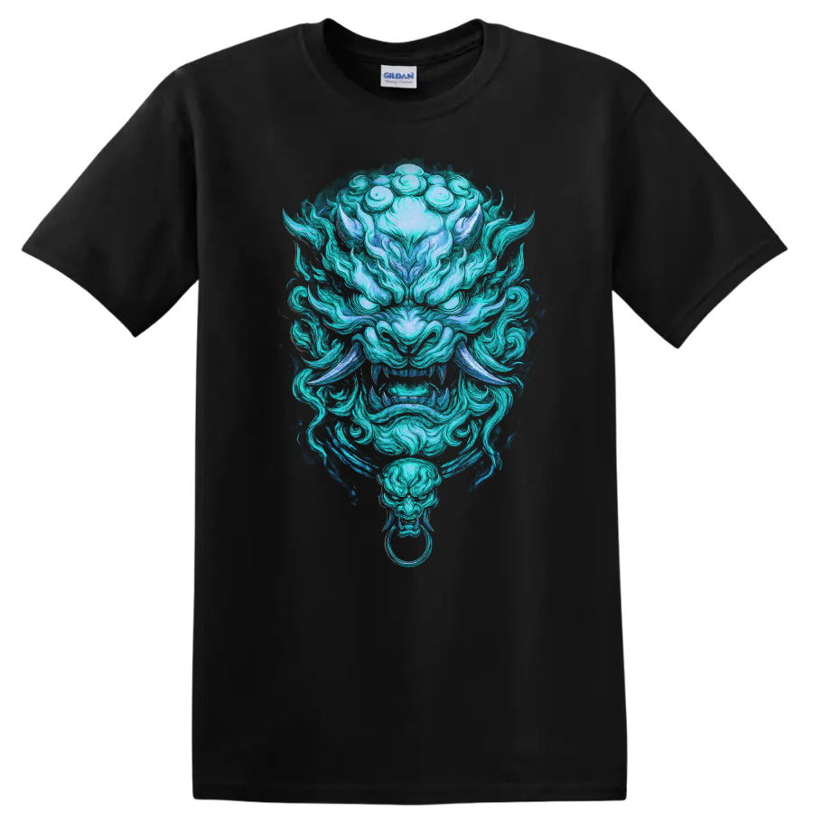 Japanese Oni Mask Dragon Spirit T Shirt for Anime and Streetwear - Black