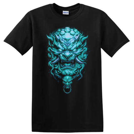 Japanese Oni Mask Dragon Spirit T Shirt for Anime and Streetwear - Black