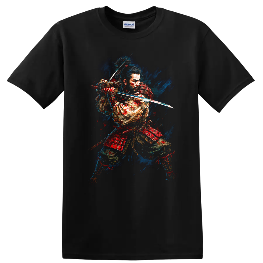 Japanese Samurai Sword Warrior T Shirt Bold Katana Art Graphic Tee - Black