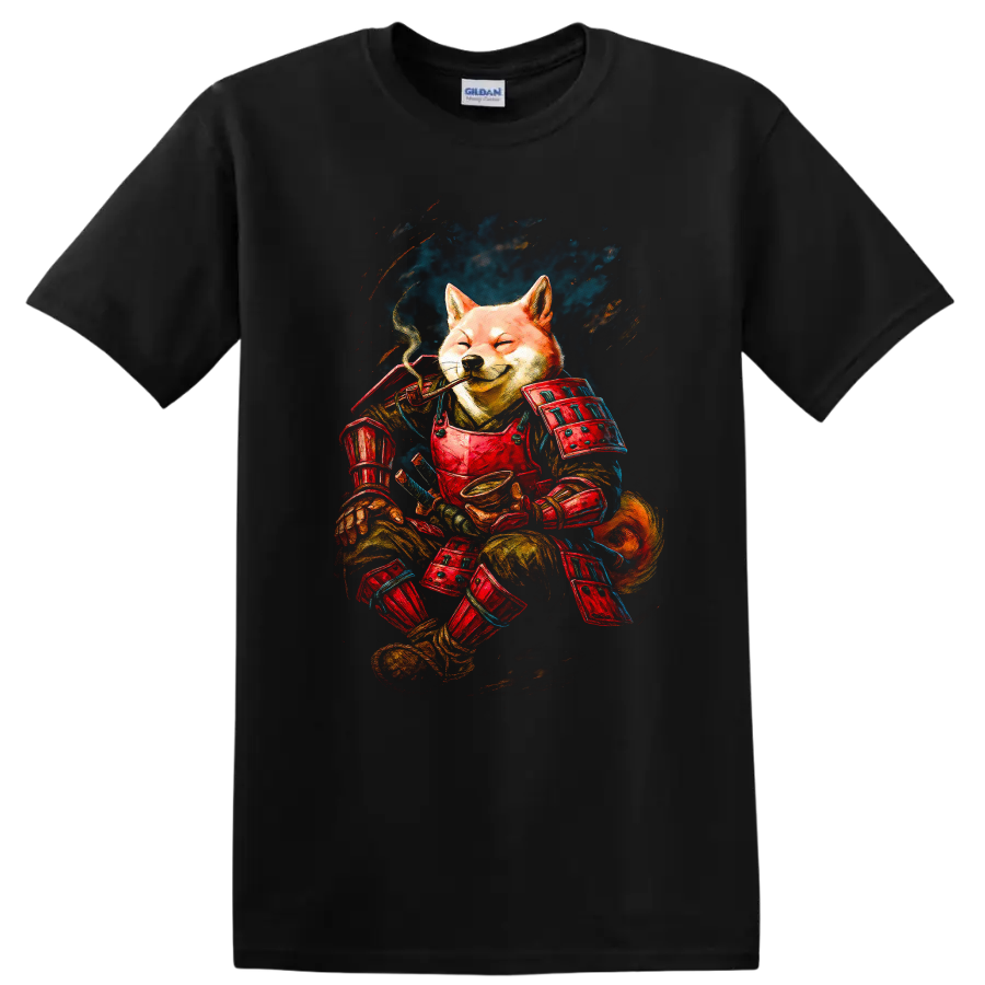 Samurai Shiba Inu Japanese Style Warrior Dog T Shirt - Black