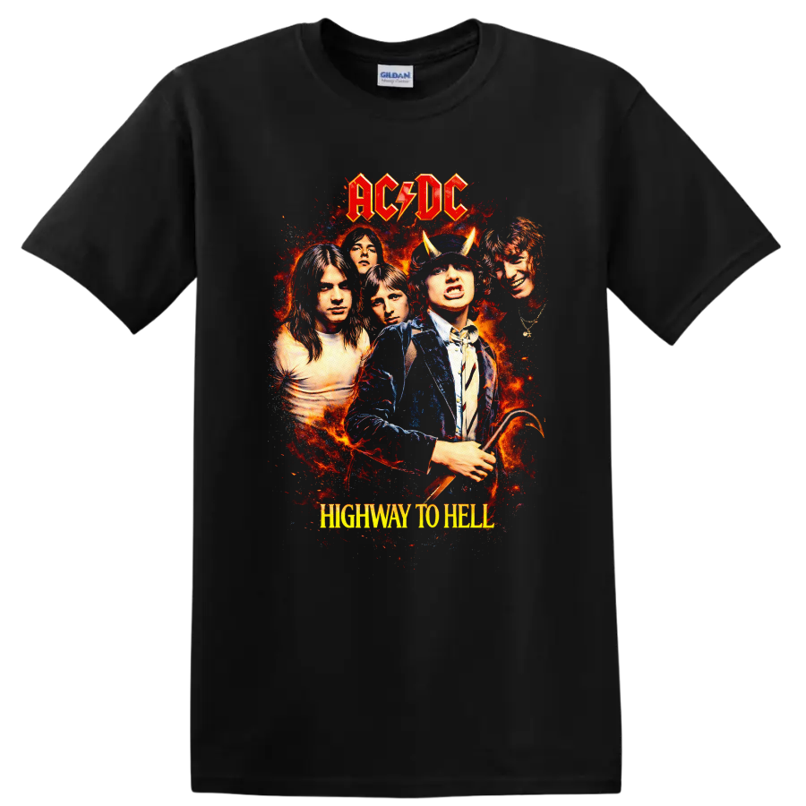 AC/DC Highway to Hell Vintage Classic Rock T Shirt - Black