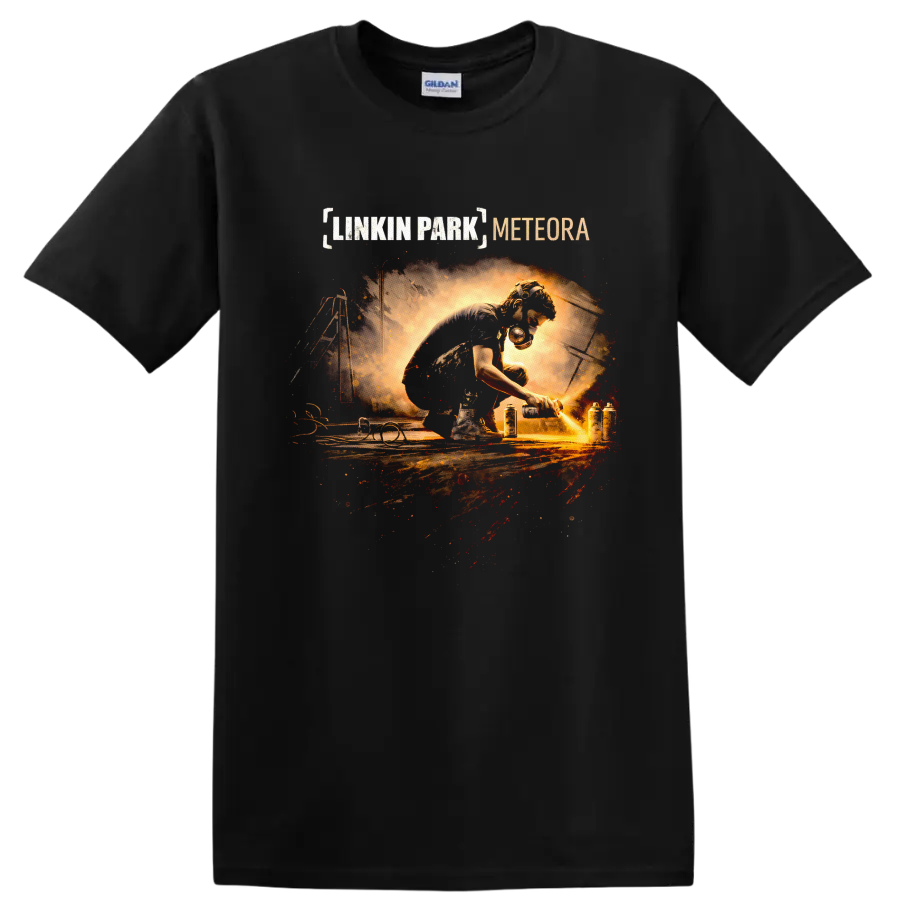 Linkin Park Meteora Vintage Classic Rock T Shirt on a Black T Shirt