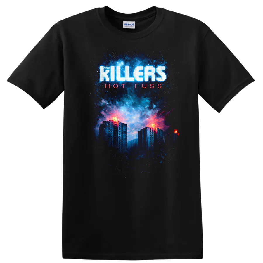The Killers Hot Fuss Vintage Classic Rock T Shirt on a Black T Shirt