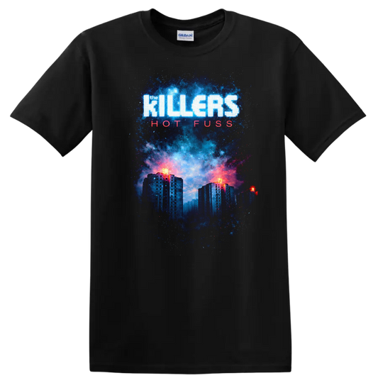 The Killers Hot Fuss Vintage Classic Rock T Shirt on a Black T Shirt