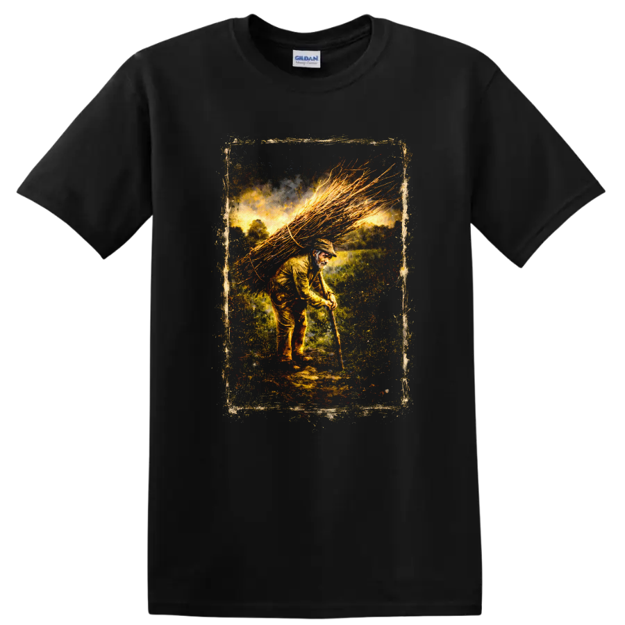 Vintage Classic Rock Album Cover Art T Shirt design inspired by Led Zeppelin on a Black T Shirt