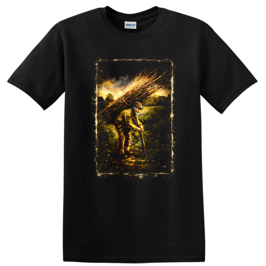 Vintage Classic Rock Album Cover Art T Shirt design inspired by Led Zeppelin on a Black T Shirt