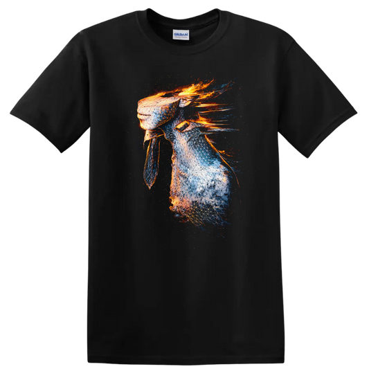Vintage classic rock album cover art style T Shirt design on a Black T Shirt