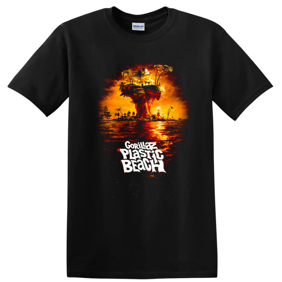 Gorillaz Plastic Beach Vintage Album Cover Art T Shirt - Black