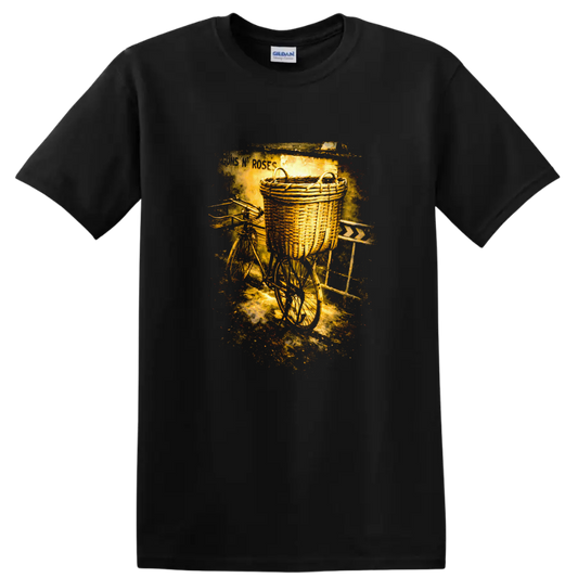 Vintage Classic Rock Album Cover Art Style Bicycle T Shirt - Black