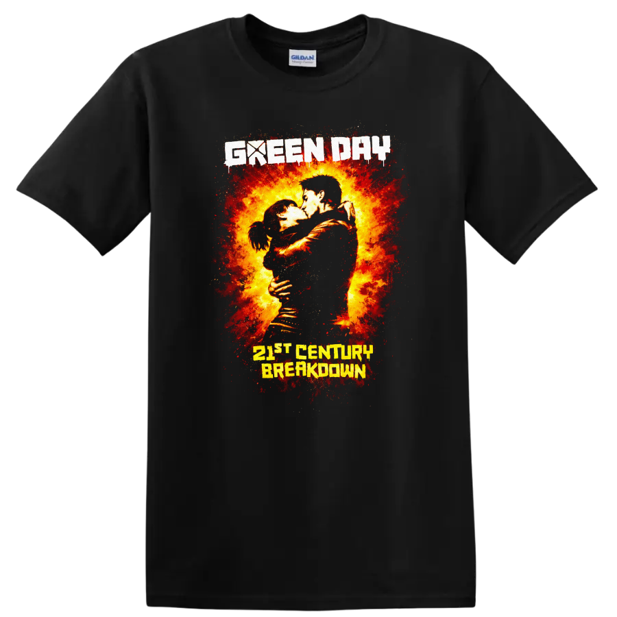 Green Day 21st Century Breakdown Vintage Classic Rock T Shirt - Black