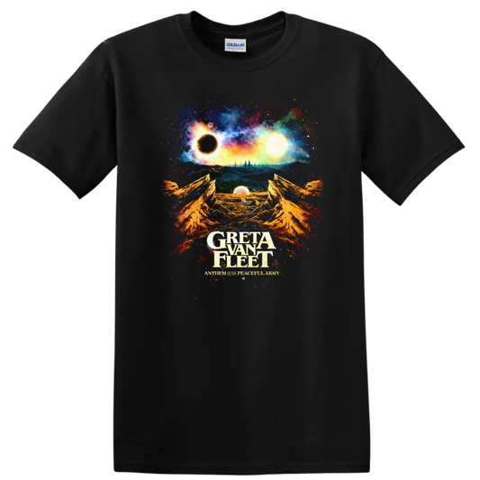 Greta Van Fleet Vintage Classic Rock Album Cover Art T Shirt - Black
