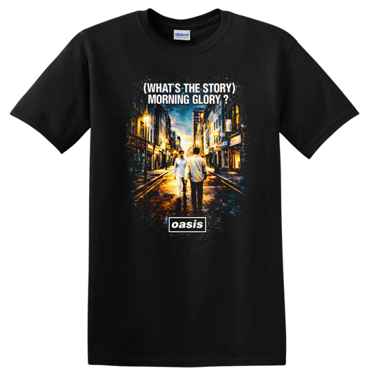 Oasis (What's the Story) Morning Glory? vintage album cover art T - Black