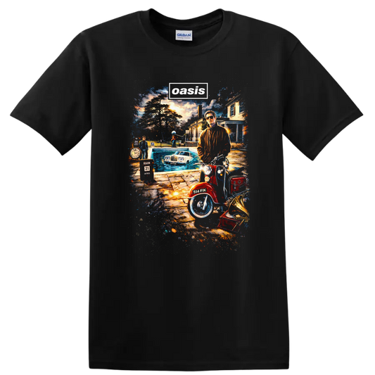 Oasis Vintage Classic Rock Album Cover Art Style T Shirt - Black