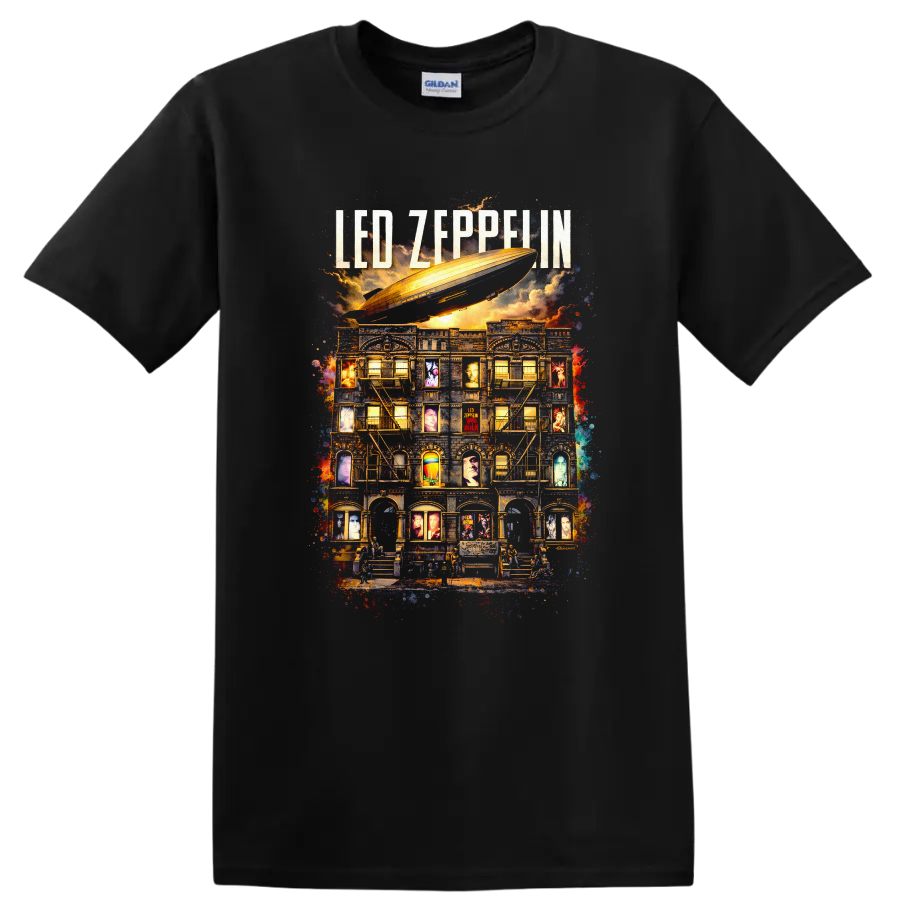 LED Zeppelin Vintage Classic Rock Album Cover Art T Shirt - Black