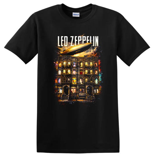 LED Zeppelin Vintage Classic Rock Album Cover Art T Shirt - Black