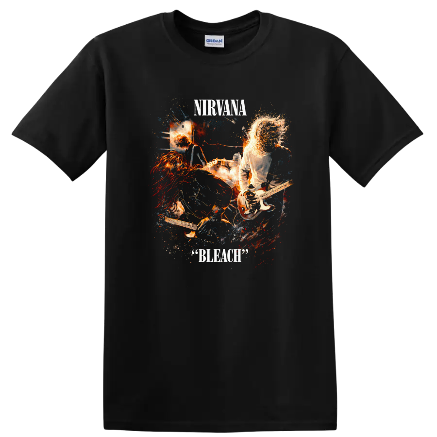 Nirvana Bleach Vintage Classic Rock Album Cover Art T Shirt - Black