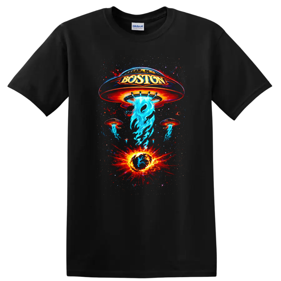 Boston Vintage Classic Rock Album Cover Art T Shirt - Black