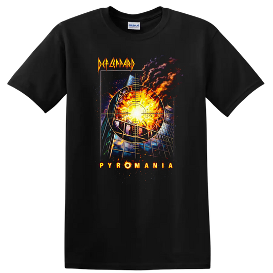Def Leppard Pyromania Vintage Rock Album Cover T Shirt - Black