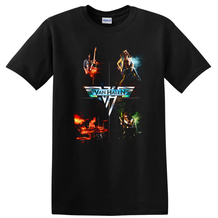 Van Halen Vintage Classic Rock Album Cover Art Style T Shirt - Black