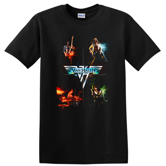 Van Halen Vintage Classic Rock Album Cover Art Style T Shirt - Black