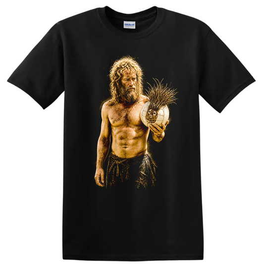 Vintage Cult Movie Cast Away Tom Hanks T Shirt on a Black T Shirt